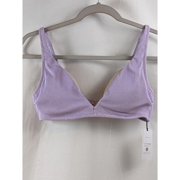 Triangle Bikini Top Shade Shore Lilac Purple Lurex 36B Swimsuit Underwire Plunge - Picture 2 of 11